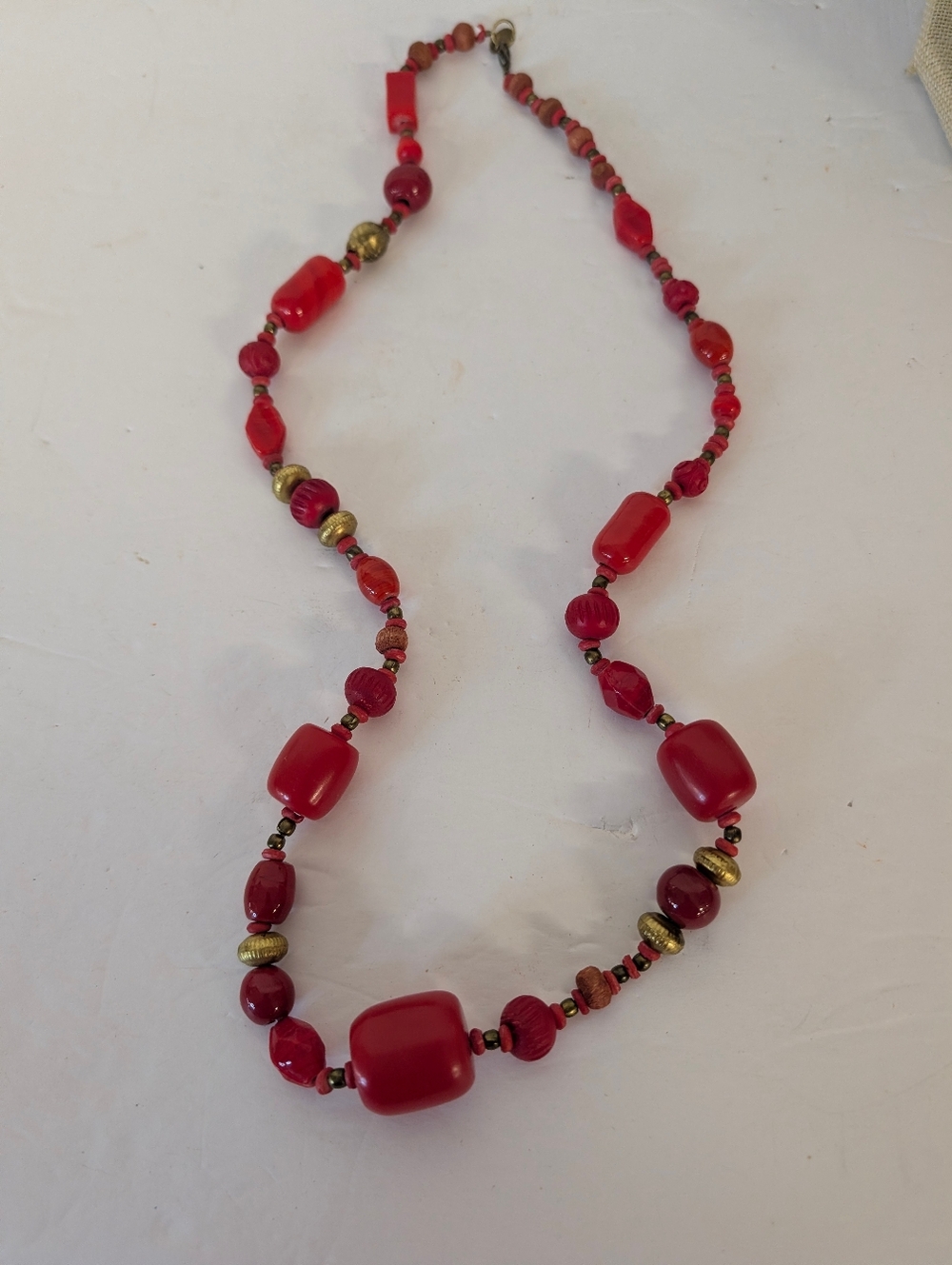 Vintage LDADPR Red Beaded Statement Necklace - This Is French Branded Necklace